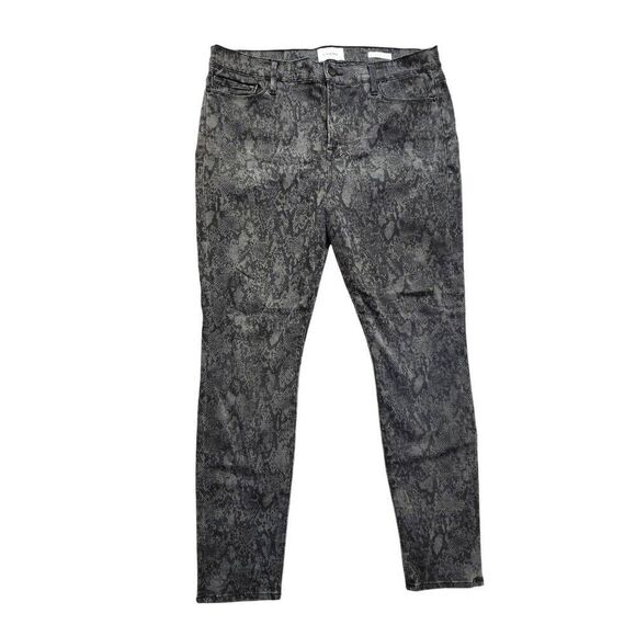 Frame 'Le Skinny de jeanne' womens jeans 34x29 black Tonal Python Stretch - Picture 1 of 9